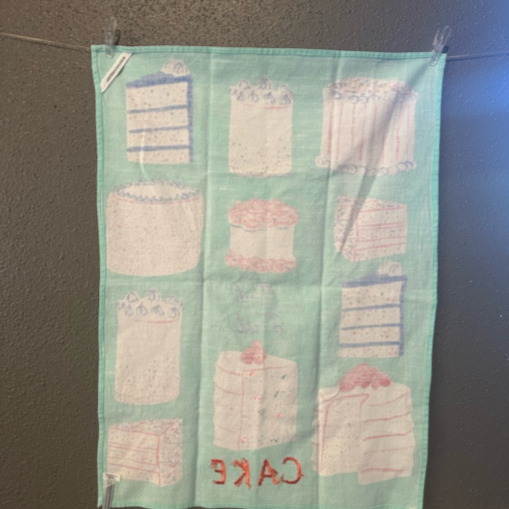 Anthropologie ‘But First’ Cake Pattern Tea Towel - Picture 8 of 9